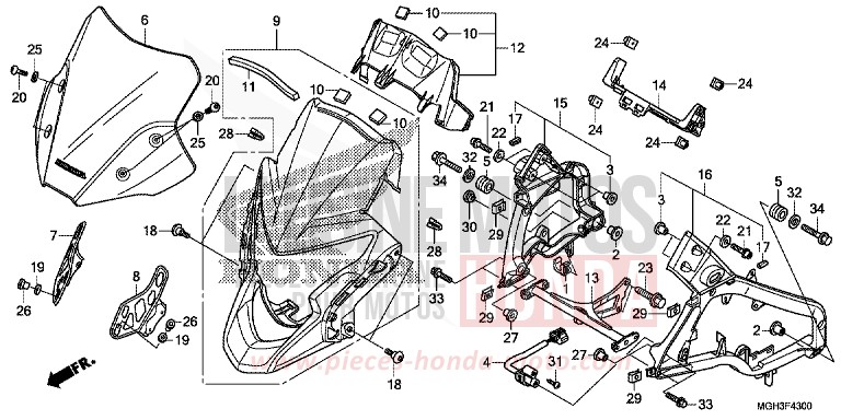 UPPER COWL for VFR1200X Dual Clutch PEARL COSMIC BLACK (NHA64) from 2012